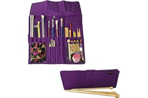 Yazzii Knitting Needles Case - Travel Organizer for Knitting Needles - Rolling Organizer Case Purple