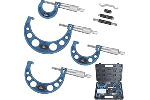 HDLNKAK Outside Micrometer Set, 0-4" Machinist Micrometer, 4 Pcs Machinist Tool Set, 0.0001" Graduation Micrometer Set, Alloy