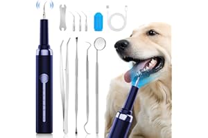 Plaque and Tartar Remover Kit for Dogs,Low Noise Waterproof Ultrasonic Tartar Remover for Pets,Adjustable 5 Modes of Cleaning