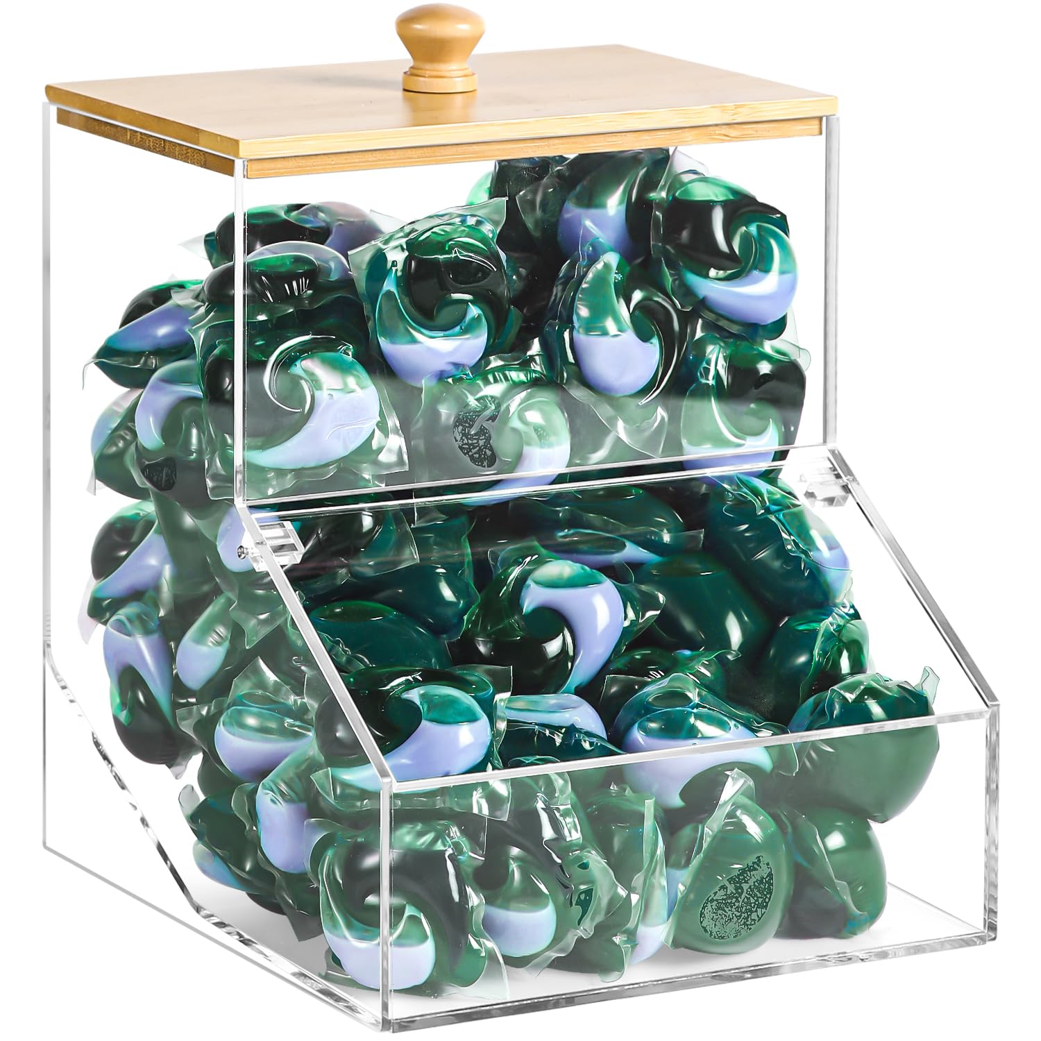Photo 1 of 1.2GAL Large Acrylic Laundry Pods Container BY VEGEVIGI, Dishwasher Pods Holder Dispenser With Lid, Laundry Room Organization And Storage