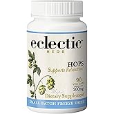 Eclectic Herb - Hops Capsules | Natural Relaxation & Sleep Support | Antioxidant Support | Herbal Supplement | Vegan, Non-GMO, Gluten Free, Freeze-Dried (90 CT | 200 mg)