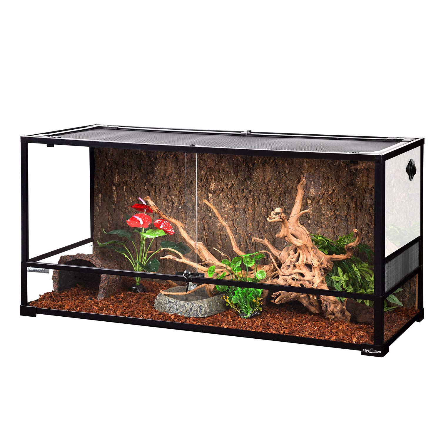 Photo 1 of REPTI ZOO 85 Gallon Large Reptile Tank, Wide & Tall Tempered Glass Large Reptile Terrarium 47.2" x 17.7"x 23.6" for Tortoise Snake, Top Screen Ventilation & Anti Escape Lid