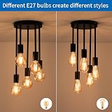 ANWIO 5 Light Ceiling Light with E27 Base Black Flush Fitting view 4