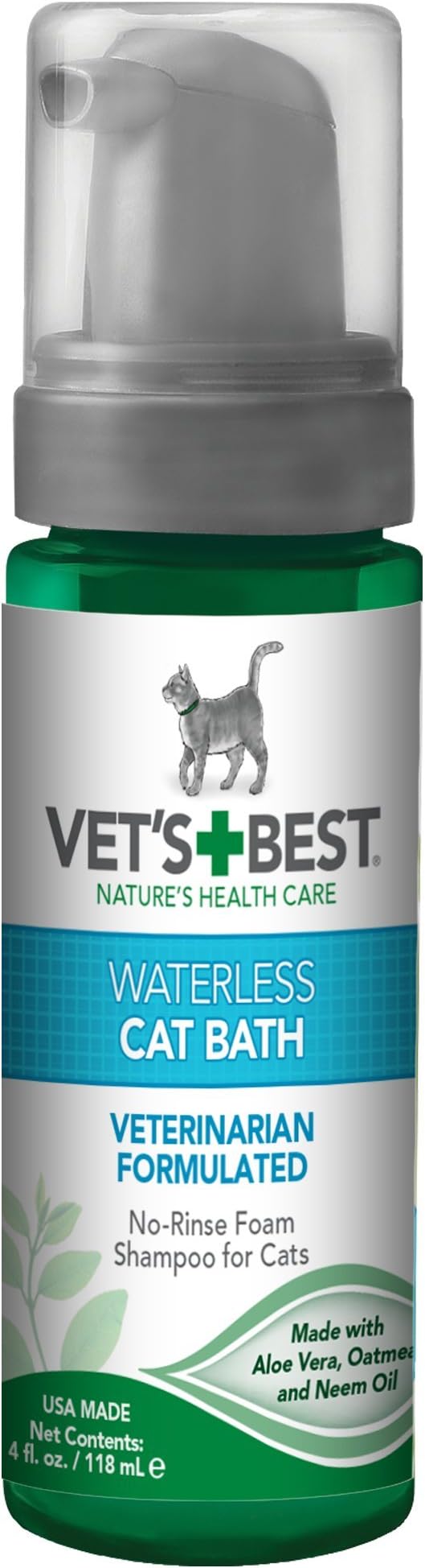 Vet's Best Waterless Cat Bath No Rinse Waterless Dry Shampoo for Cats