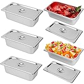 IHDYPPEW 5 Pack, 1/3 Size Stainless Steel Steam Table Pan with Lid, 4 Inch Depth Hotel Pans for Weddings, Parties, Restaurants, Cafeterias and Hotels
