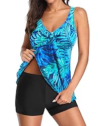 Yonique Women 2 Piece Flowy Tankini Swimsuits with
