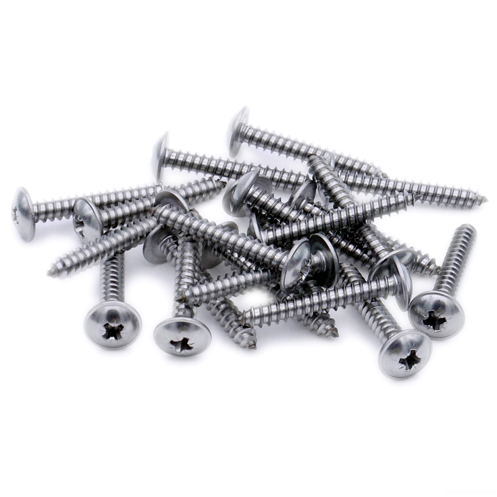 No.4 x 0.375 (2.9mm x 9.5mm) Pozi Flanged Self-Tapping Screw - Stainless Steel (A2) (Pack of 20)