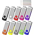 AreTop 32GB Flash Drive, Pack of 10 USB Drive, Portable Keychain Lanyard Thumb Drive for Date Storage, Jump Drive Colorful Mu