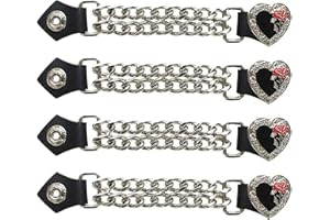 Dream Apparel 4 PCS Vest Extenders for Women Motorcycle, Faux Leather Biker Vest Extender with Double Chains