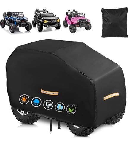 JISADER Funda Protectora Para Coche De Juguete Eléctrico – Cubre El Polvo, Rayos UV Y Caídas, Ajustable Con Cordón, Ligera Y Lavable, Medidas 80x50x26cm En Negro