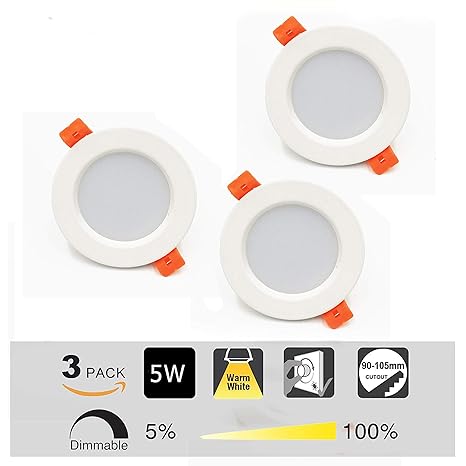 3x Ultra Piatto Led Faretto Da Incasso Per Bagno E Doccia Lampada Bianco Caldo Da Incasso Per Controsoffitto In Cartongesso Rotondo Luce A Led