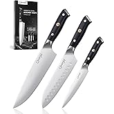 Cloongkf 3-Piece Damascus Kitchen Chef Knife Set- 8" Chef Knife, 7" Santoku, 5.5" Utility Knife Japanese High Carbon Stainless Steel with G10 Handle Gift Box Cutting Tools for Meat, Vegetables