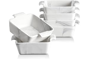 MALACASA Ramekins 8 oz Set of 6, Porcelain Creme Brulee Souffle Dish Oven Safe, Ceramic Mini Baking Dishes Custard Cups Quiche Pan with Handles for Pudding Sauce Cooking Baking, Series BAKE-GREY