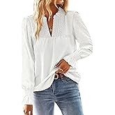 Falechay Boho Tops for Women V Neck Blouses Flowy Swiss Dot Dressy Casual Lace Womens Long Sleeve Shirts Trendy 2026