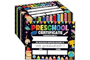 ADDUSTER 30 Pieces Preschool Graduate Certificates Colourful Kindergarten Diplomas PreK Graduation Supplies Children's Student Achievement Awards 8.5 x 11 inches (Black)