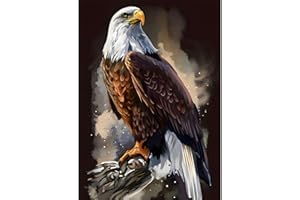 SENQAO Eagle Diamond Painting Kits for Adults, Bald Eagle Full Drill Round Diamond Painting, for Room Decor Bedroom Decor Or 