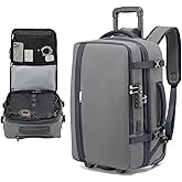 Fanwoli Rolling Vacuum Backpack Travel with One-Button Compression, Expandable Carry-On Suitcase Luggage, Approved TSA Lock & Water-Proof Laptop Compartment for Outdoor/Family/Business Trips