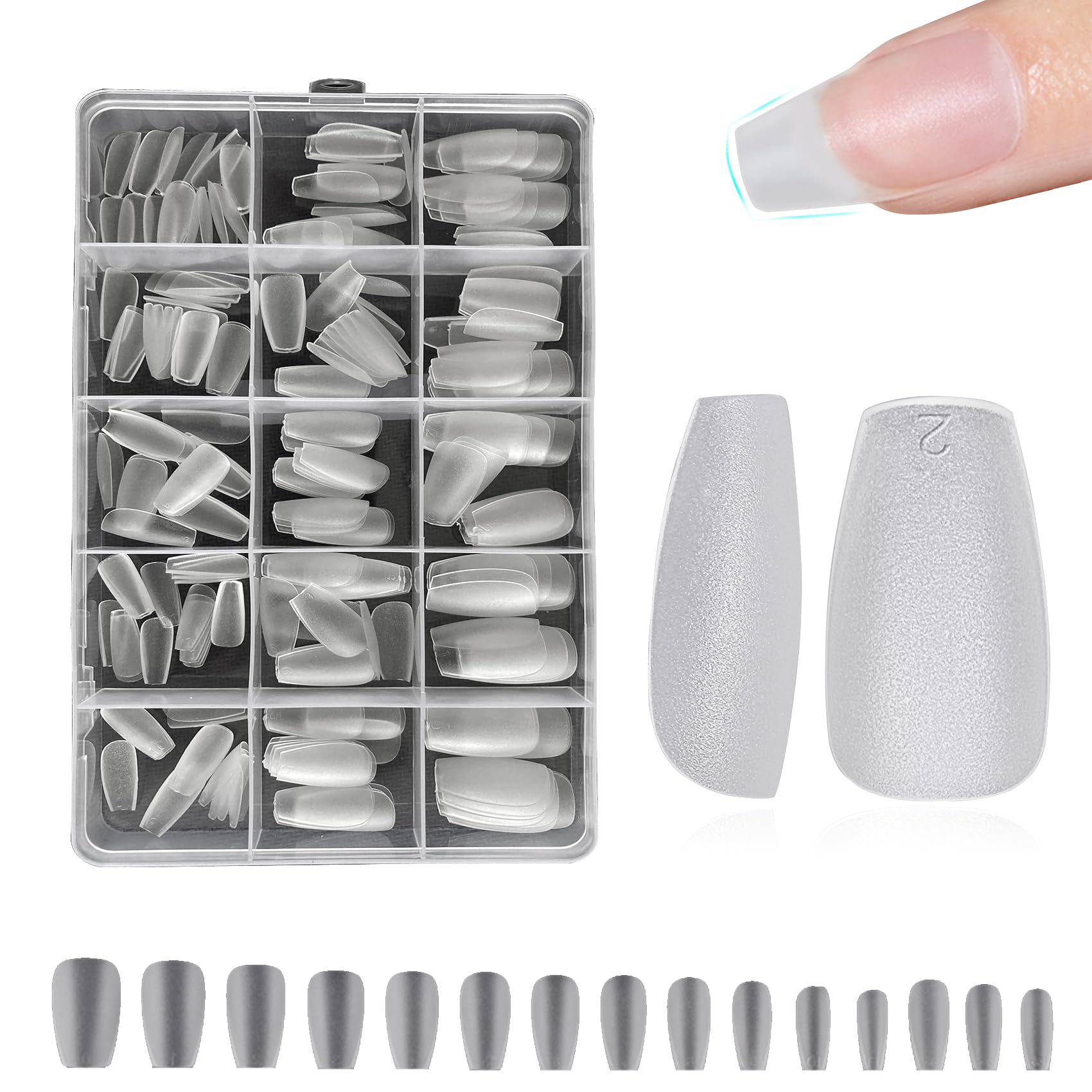 Short Nails Tips - Upgraded Matte Full Cover Soft Gel Nail Tips No Filed, ZAHRVIA 240Pcs Pre-shaped Gelly Tips Acrylic Clear Fake Press On Nail Tips, 15 Sizes — image 1