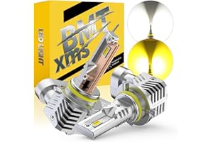 BMT xms H10 9145 9140 LED Bulbs - Switchback 6500K White/3000K Amber Yellow - Dual Color White Yellow LED Fog Lights Bulbs, P