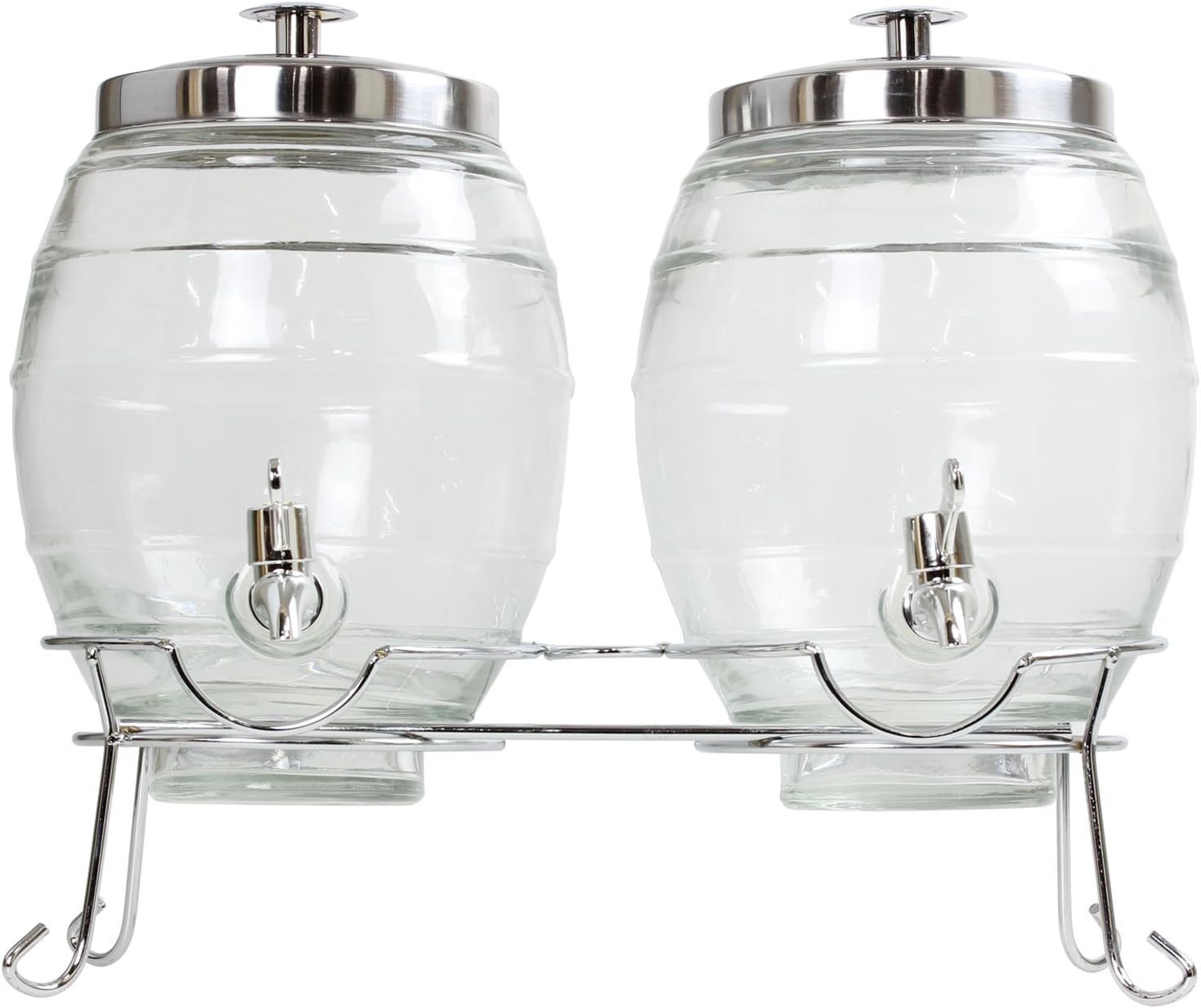 Dual Barrel Drinks Dispenser 9ltr Stand Glass Party Soda Juice Cocktail