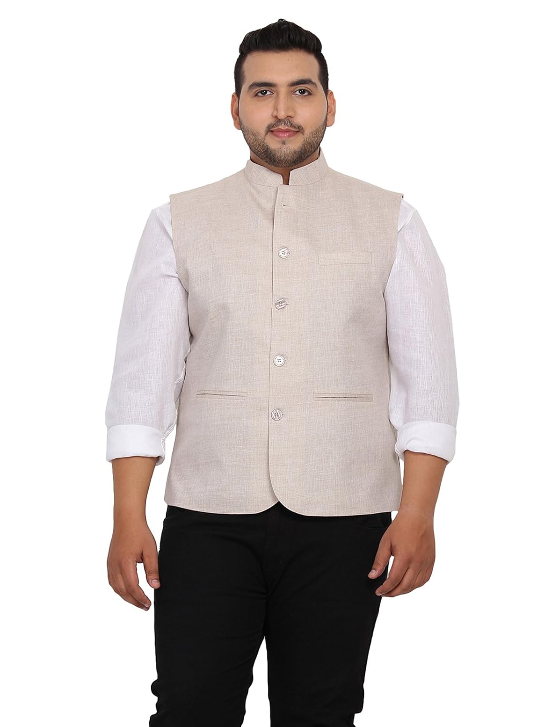 john pride men beige coloured nehru jacket (sizes: 2xl- 5xl)