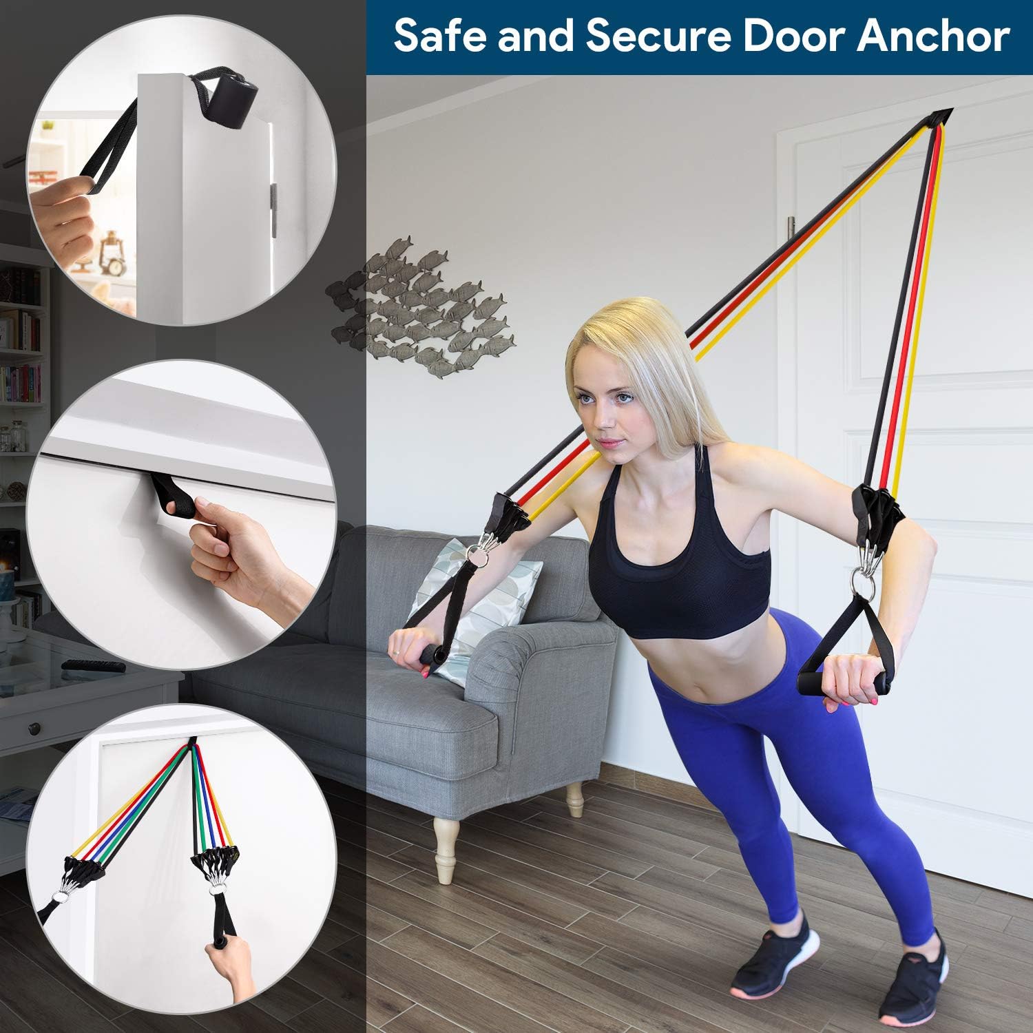 Resistance Bands Set 11pcs, Exercise Workout Bands for Men & Women, 5 Stackable Resistance Bands with Handles, Door Anchor, Ankle Straps, Carrying Bag for Working Out, Fitness Training, Yoga : Sports & Outdoors