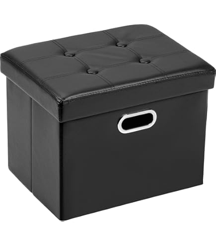 HURRISE Tabouret De Rangement Pliable En Tissu Pouf De Rangement