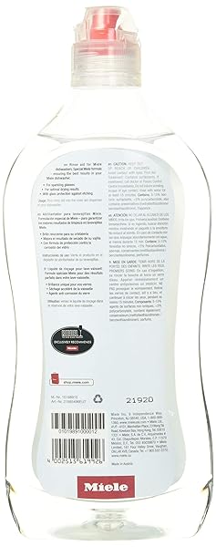 MIELE ORIGINAL DISHWASHER RINSE AID, FOR OPTIMAL DRYING AND SPARKLING FINISH WITH GLASS PROTECTION FORMULA, 17 OZ