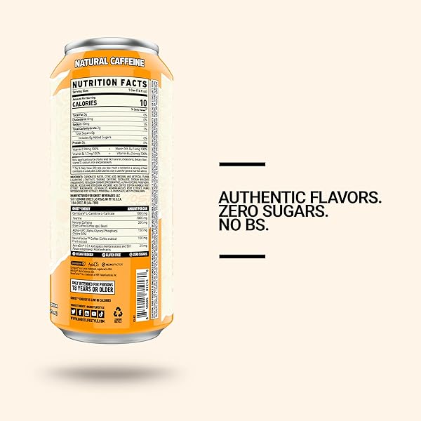 GHOST ENERGY DRINK – 12-PACK, ORANGE CREAM, 16OZ CANS – ENERGY & FOCUS & NO ARTIFICIAL COLORS – 200MG OF NATURAL CAFFEINE, L-CARNITINE & TAURINE – GLUTEN-FREE & VEGAN