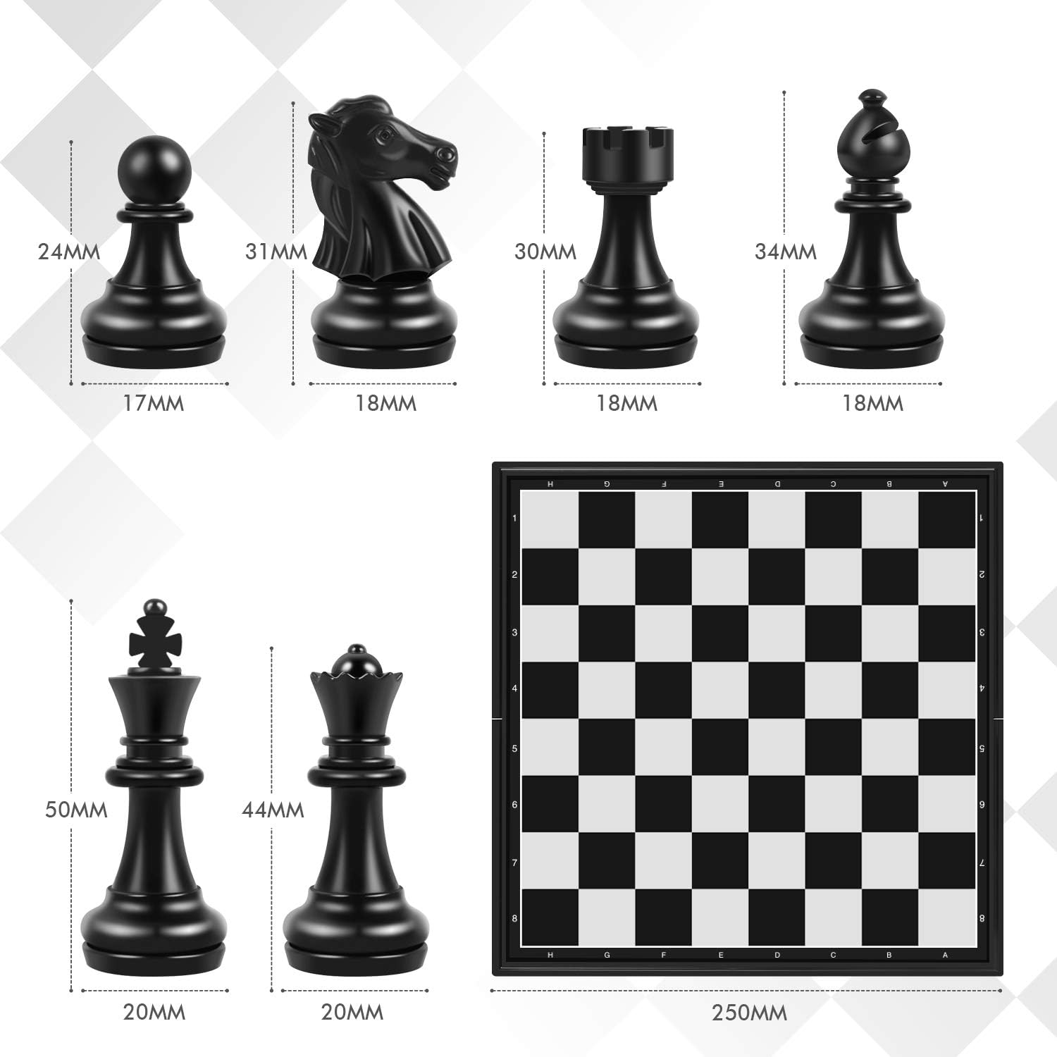 Peradix Chess Board Set Game -Travel Magnetic Chess Piece Set including Chess Folding/Portable Storage Board-Traditional Strategy Game for Kids/Children/Adults - Image 4