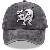 MANMESH HATT Papa Saurus Dinosaur Hat, Adjustable Washed Embroidered T Rex Baseball Cap for Men