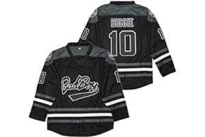 KYNKOW Men's #10 Smalls Bad Boy Jersey 90S Hip Hop Long Sleeve Black White Hockey Jerseys Stitched
