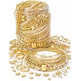 Mystery Jewelry Jar - 94 + premium quality Jewelry mystery for Women Gift Set, Unique Birthday Gift for Her - hoop earring sets - rings - gold necklace stack - gold bracelet stack - anklets - bangels - gold jewelry sets for women - 4 Lovely Bonus Gifts Included