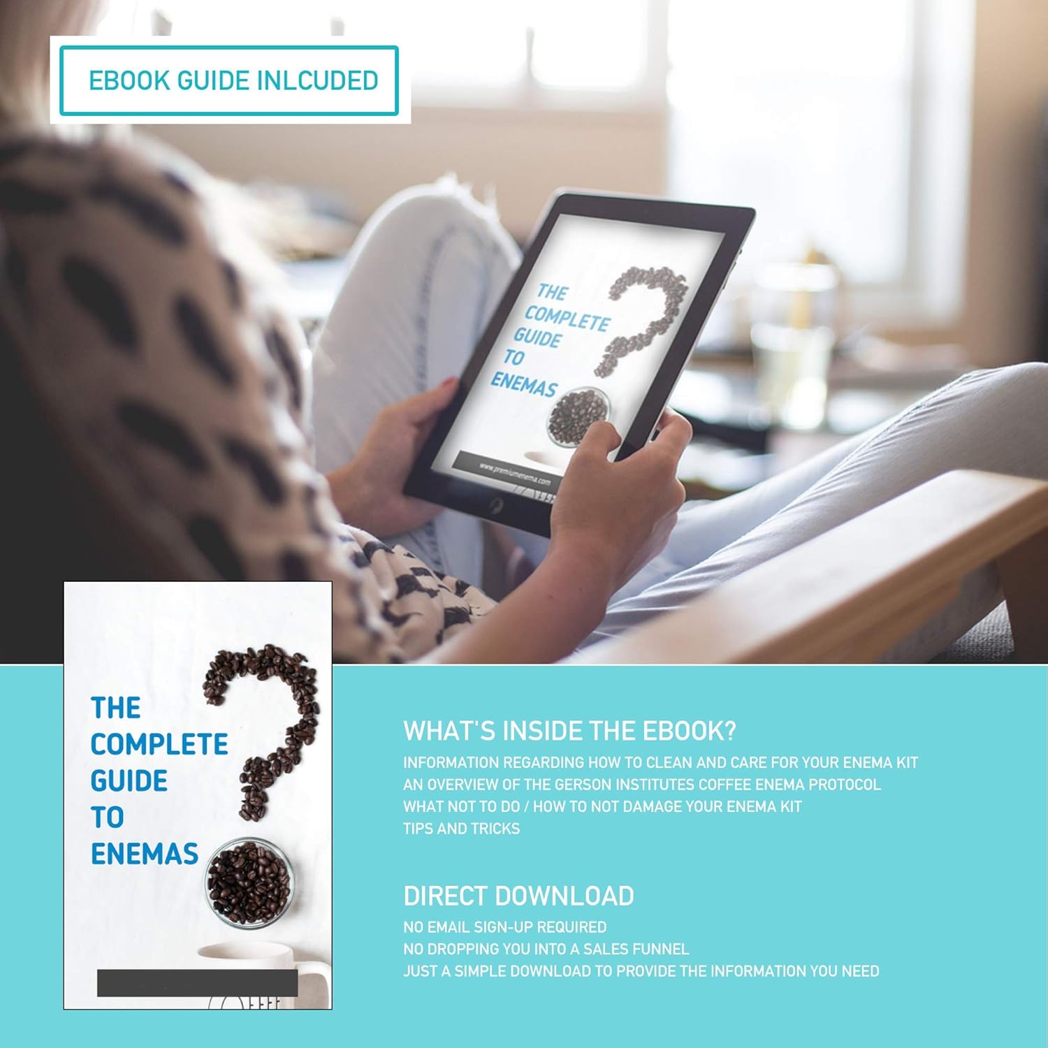 PE Enema Bag Kit Clear Non-Toxic Silicone. for Coffee and Water Colon Cleansing. 2 Quart Capacity, 6.75 Foot Long Hose, 7 Tips. BPA and Phthalates Free by Premium Enema: Health & Personal Care