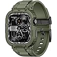 amBand for iWatch Series 10 46mm Band Case Men, M1 Sport Tactical Shockproof Wristband for Apple Watch 46 mm, Perfect for Fitness/Outdoor Enthusiasts Military Fans Fashion Seekers - Army Green