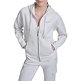 DKNY womens Mini Stud Logo Full Zip Hoodie Sweatshirt