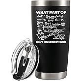 Panvola What Part of Don't You Understand Engineer Gifts Funny Sarcastic Math Teacher Vacuum Insulated Stainless Steel Tumbler with Removable Lid and Straw 20 oz Black