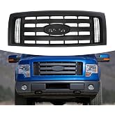 Bewild Front Bumper Grille Assembly Compatible with 2009-2014 Ford F - 150 f150 Centre Bumper Painted Black Housing and Insert Grille Assembly Shroud Replacement for 9L3Z8200A FO1200510