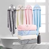 HiABsee Baby Towels with Hood Pink Cat Ultra Soft 80x80cm Coral Fleece view 6