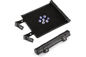 ROSELLE 2 in 1 Leather Dice Mat & Storage Case, Compatible with DND D&D Dungeons & Dragons Game (Black, Only Mat)