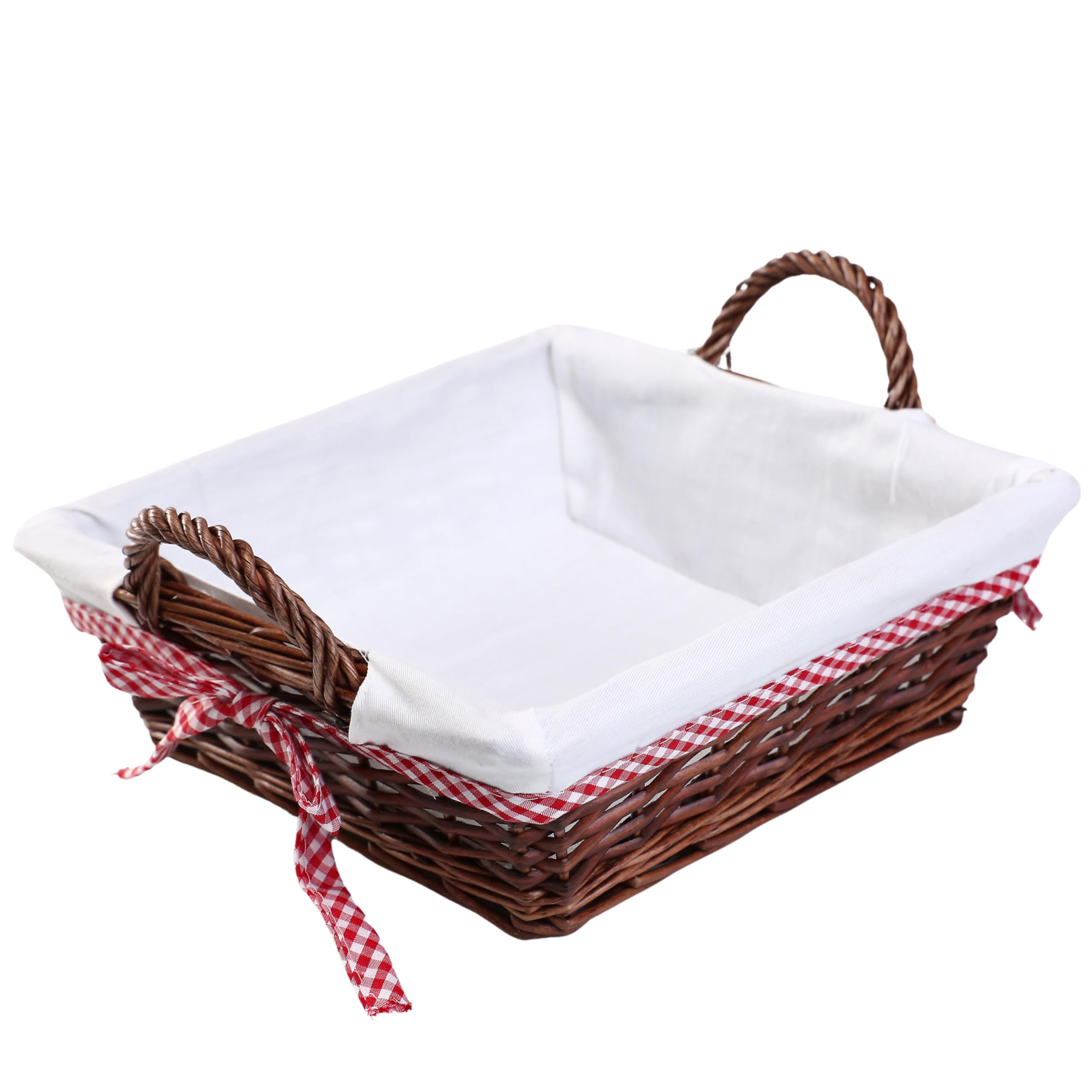 woodluv Storage Baskets Willow, Basket to make hamper, Handmade Woven Organizer Basket, Hamper basket Storage Basket for shelves, 33x31 cm - Square