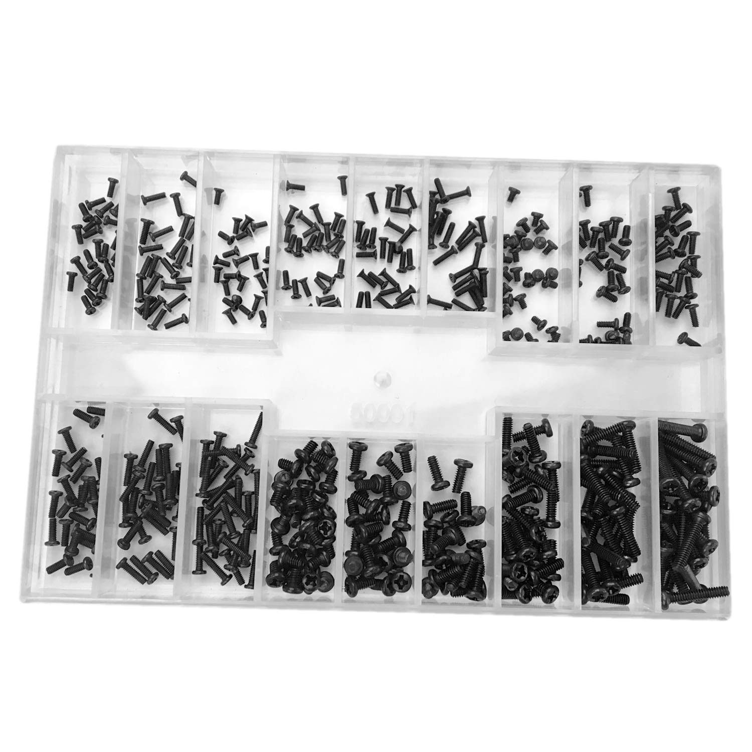 Small Screws Assortment Kit Hotetey 18 Kinds M1.2 / M1.4 / M2.0 Tiny Micro Screws Set for Glasses Watches (Black)