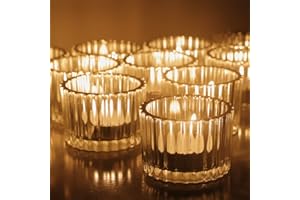 VOHO Clear Tealight Candle Holder Set of 12, Glass Tealight Candle Holders for Wedding Party, Tea Light Candles Holder Bulk for Home Decor(2'' x 1.4'', Clear)