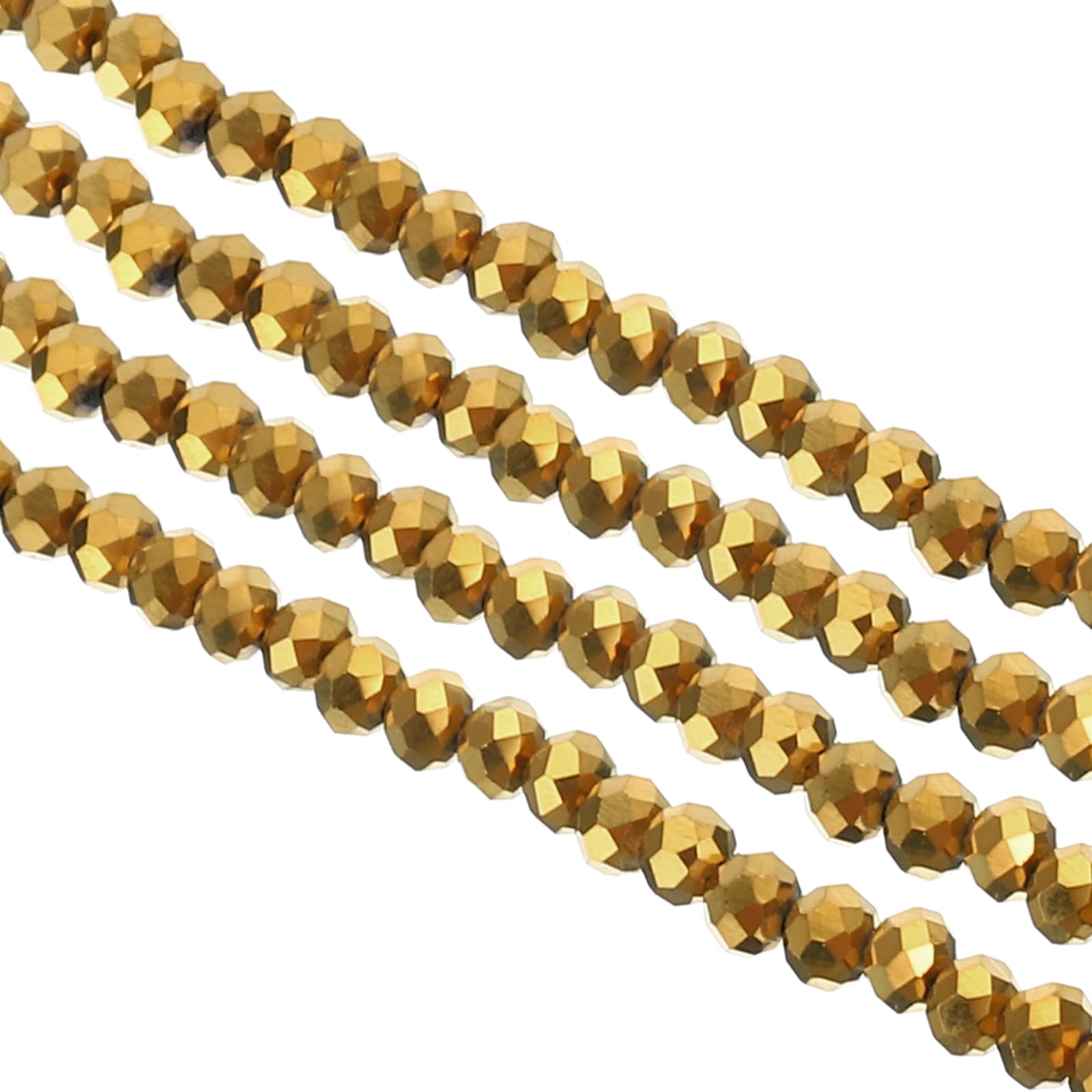 PATIKIL 4 mm Briolette Rondelle Glass Beads, 550Pcs/5Strands Small Round Faceted Crystal Bead for Jewelry Making Earrings Bracelets Necklaces Rings DIY, Golden — image 1