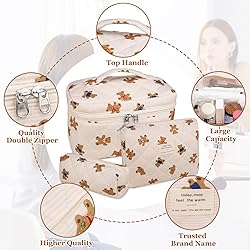 3PC Makeup Bag Set, Quilted Makeup Bag, Large