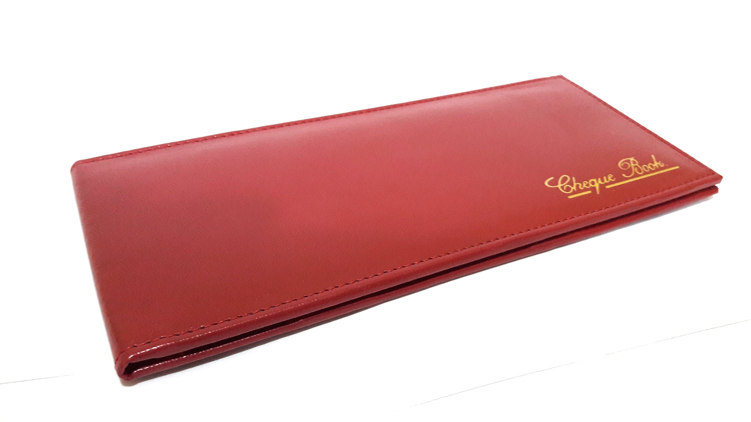 AKSHIDE Leather Cheque Book Holder/Cover/Wallet (Burgundy)