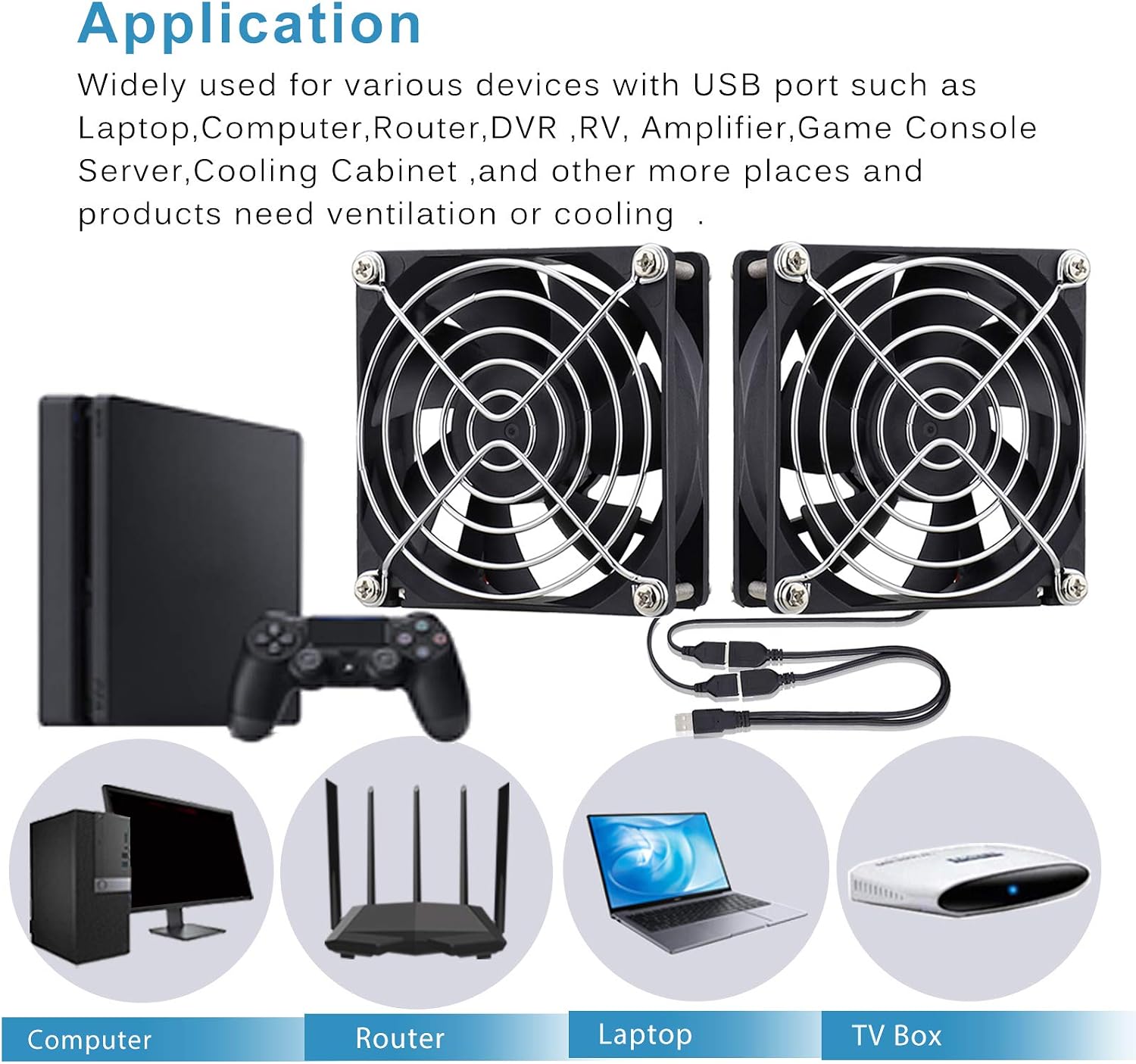 GDSTIME 80mm USB Fan 5V Computer Cooling Fan USB Powered with 3-Speed Adjustable Controller 2500 RPM 8CM Case PC Case Fans For Cabinet XBox Router DVR TV Box - Image 3