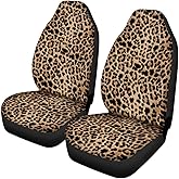 TOADDMOS Trendy Leopard Animal Print Car Front Seat Covers Set of 2 Wild Cheetah Pattern Vehicle Seat Protector Car Covers for Cars Sedan SUV