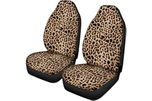 TOADDMOS Trendy Leopard Animal Print Car Front Seat Covers Set of 2 Wild Cheetah Pattern Vehicle Seat Protector Car Covers for Cars Sedan SUV