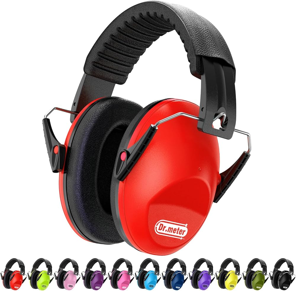 Dr.meter Ear Defenders Children Adjustable Headband 27.4 dB SNR Red